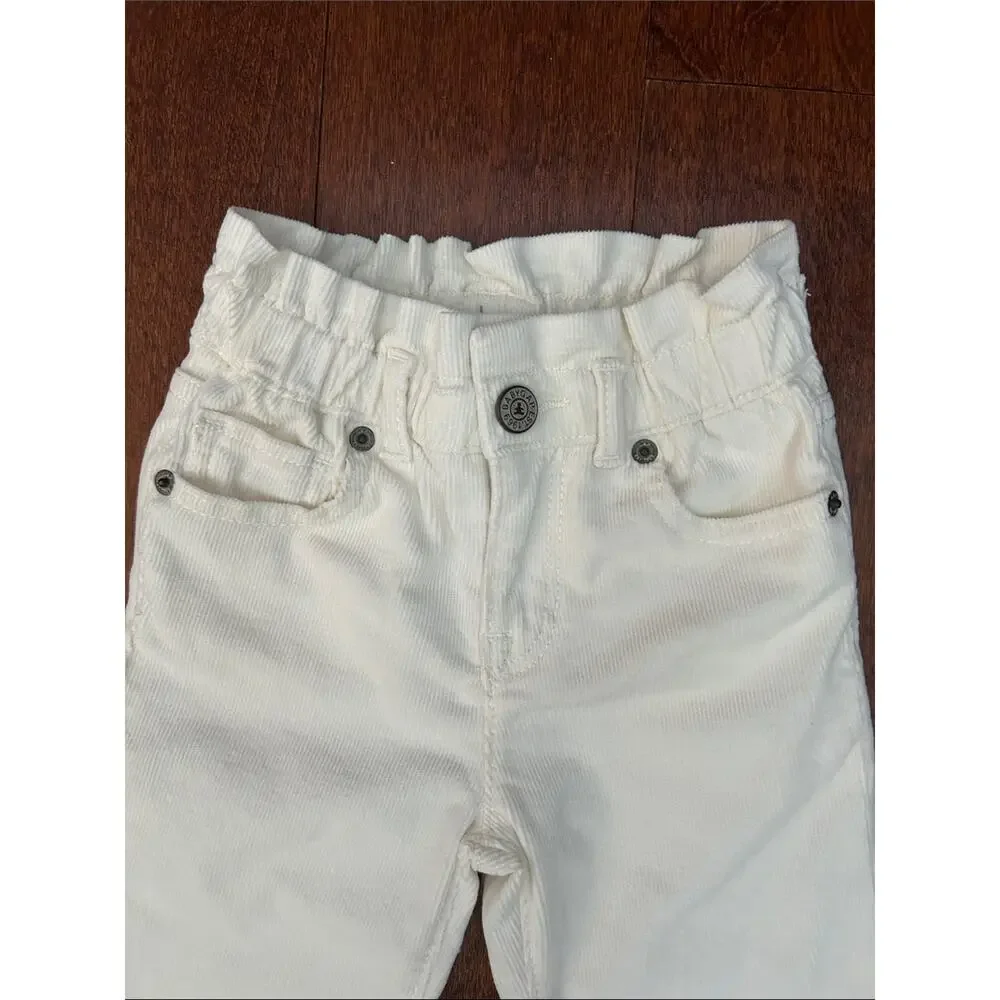 GAP Bundle Toddler Girls Embroidered Denim & Cream Corduroy Pants Set, Size 2y